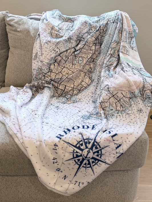 Nautical Map Throw Blanket
