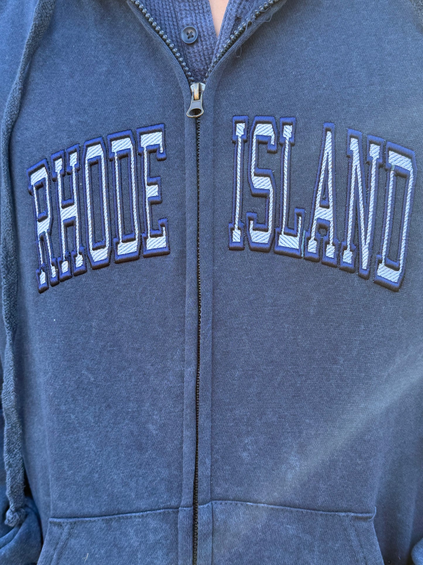 Rhode Island Hooded Zip Up- Navy Blue