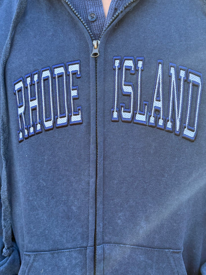 Rhode Island Hooded Zip Up- Navy Blue