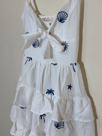 Ocean Blue Embroidered Dress