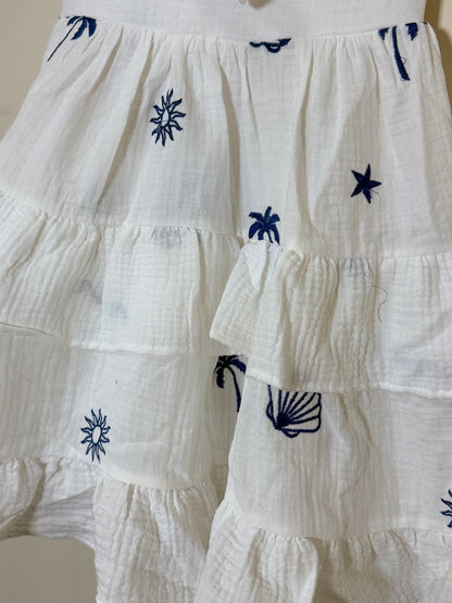 Ocean Blue Embroidered Dress