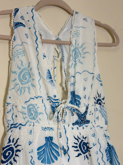 Blue Summer Crepe Mini Dress