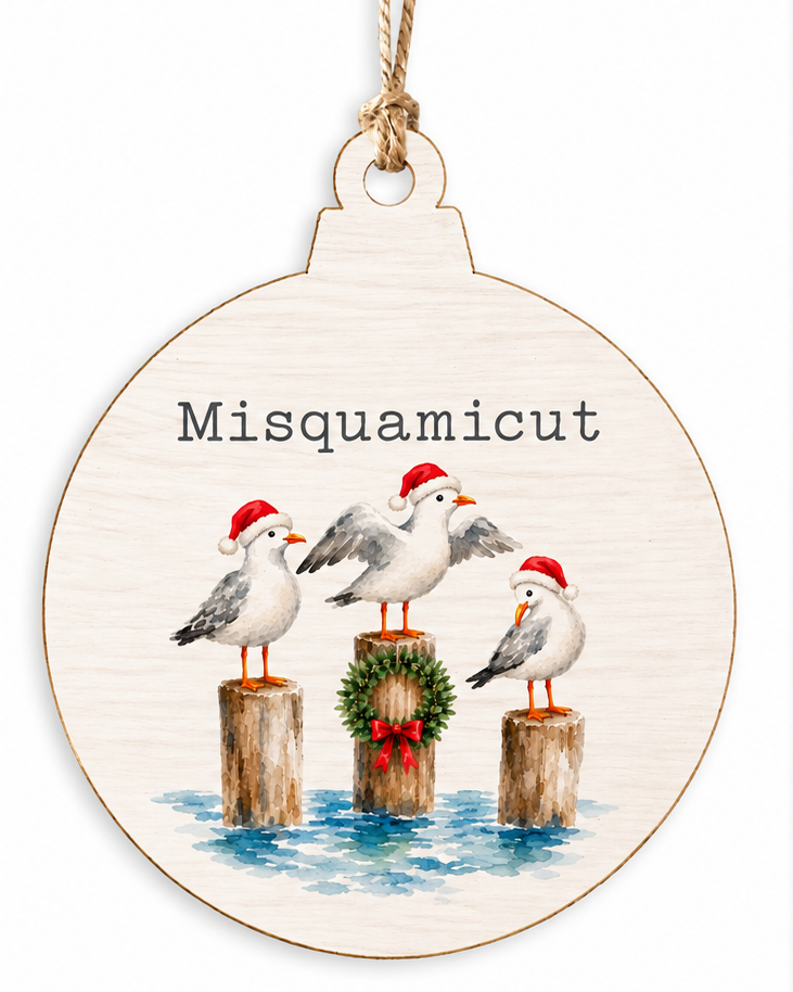 Santa Seagull Trio Ornament | Misquamicut