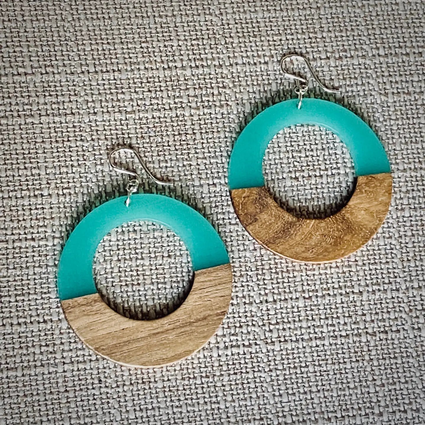 Large Open Circle Wood Resin Earrings