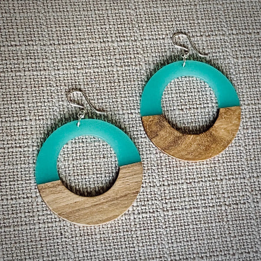 Large Open Circle Wood Resin Earrings