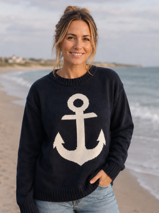 Navy Anchor Sweater