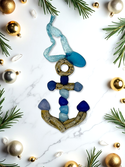 Sea Glass Anchor Ornament