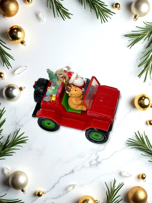 Santa & Reindeer Off-Road Ornament