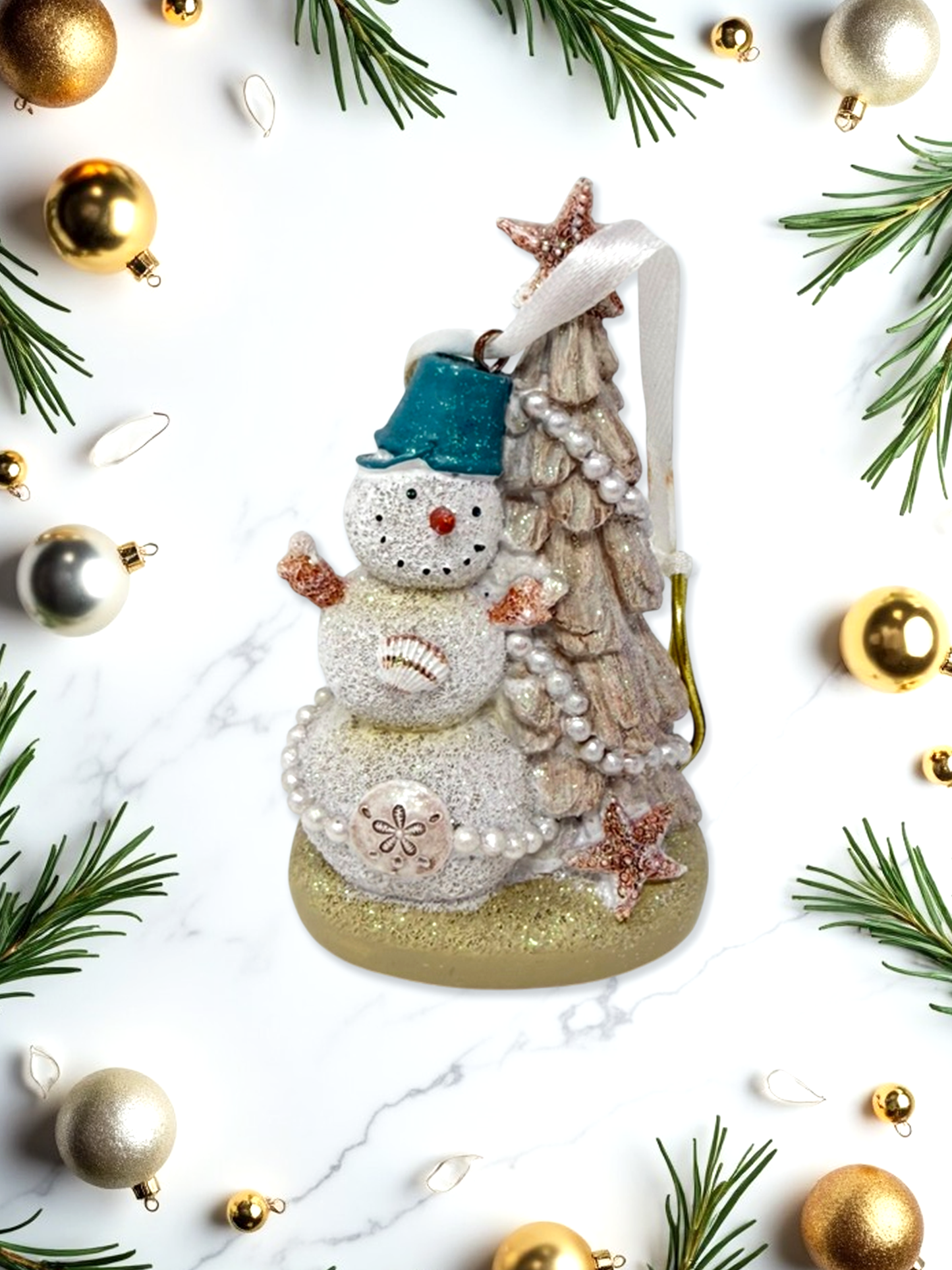 Snowman Sea Shell Ornament