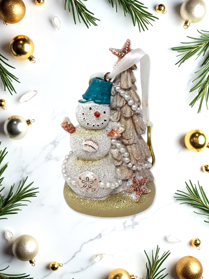 Snowman Sea Shell Ornament