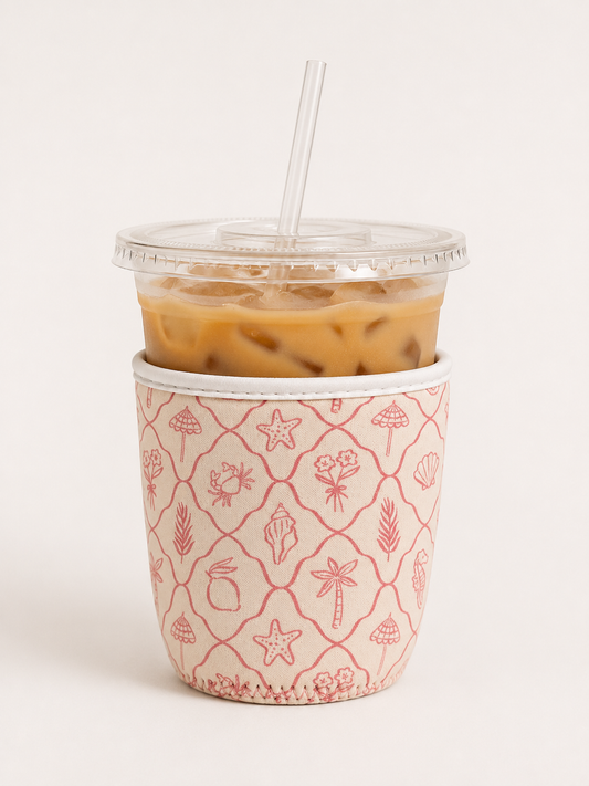 Pink Palm Summer | Reusable Coffee Sleeve: Small