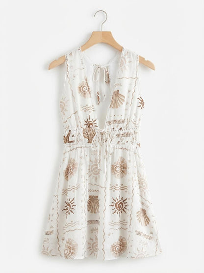 Sand Shell Crepe Mini Dress