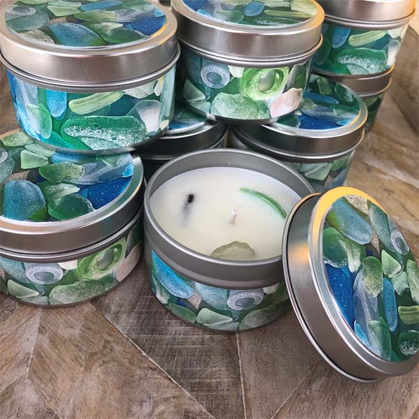 Sea Glass Candle Tin