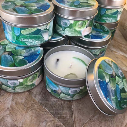 Sea Glass Candle Tin