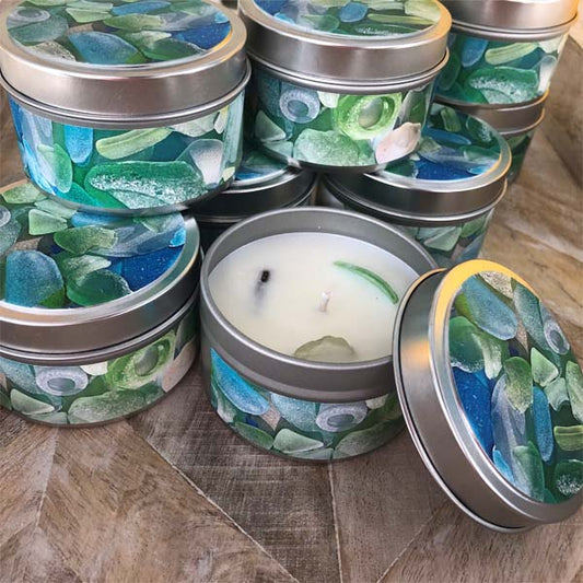 Sea Glass Candle Tin