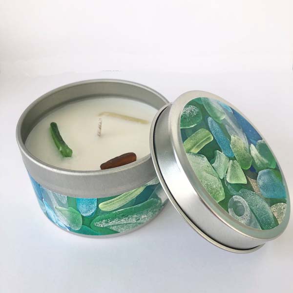 Sea Glass Candle Tin