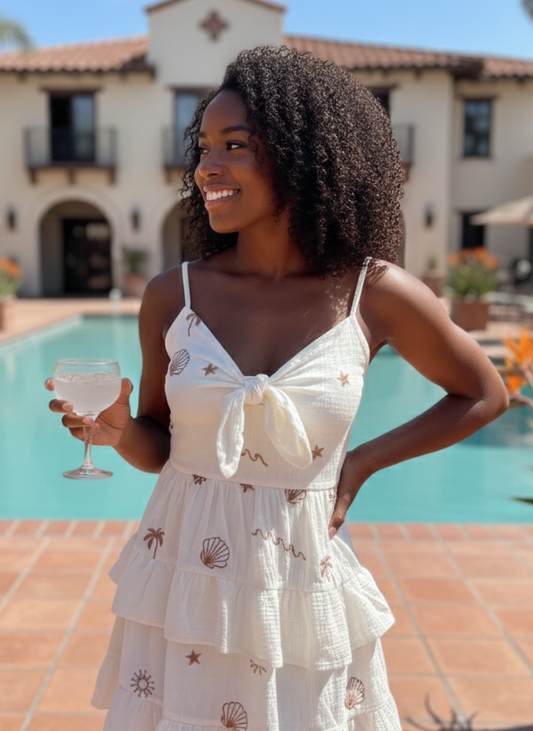 Caramel Sand Embroidered Dress