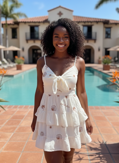 Caramel Sand Embroidered Dress