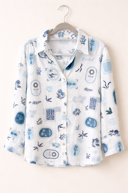 Summer Stamp Button Down