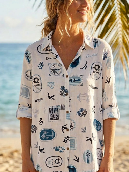 Summer Stamp Button Down
