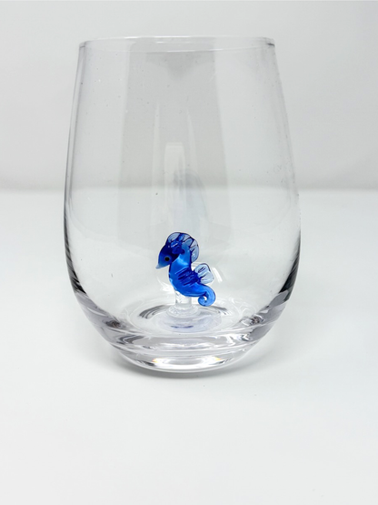 Seaside Seahorse Wine Glass