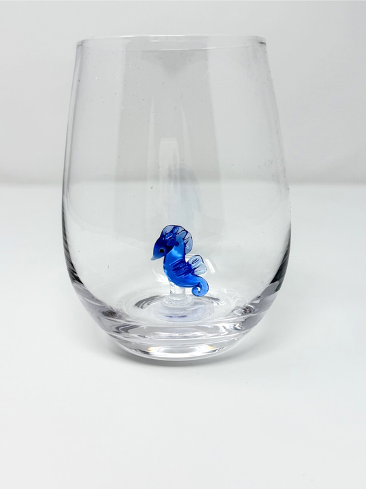 Seaside Seahorse Wine Glass