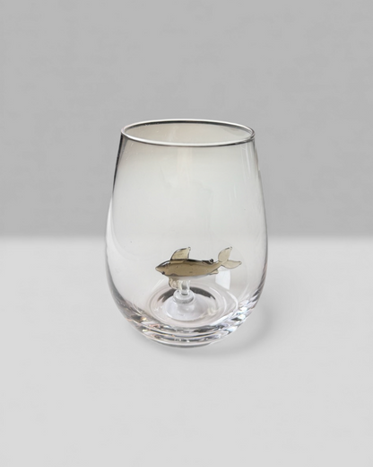 Seaside Shark Wine Glass