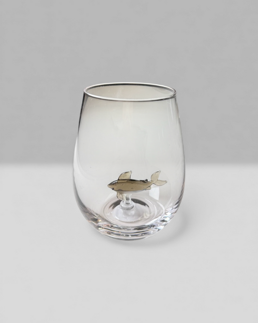 Seaside Shark Wine Glass