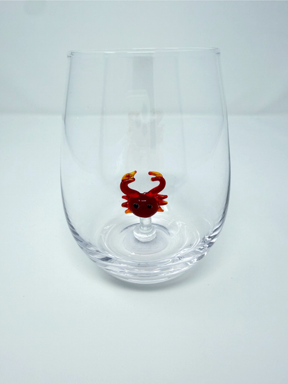 Seaside Crab Wine Glass
