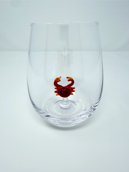 Seaside Crab Wine Glass