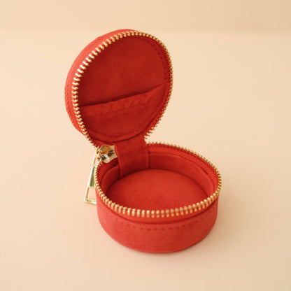 Mini Travel Jewelry Case in Hibiscus Pink