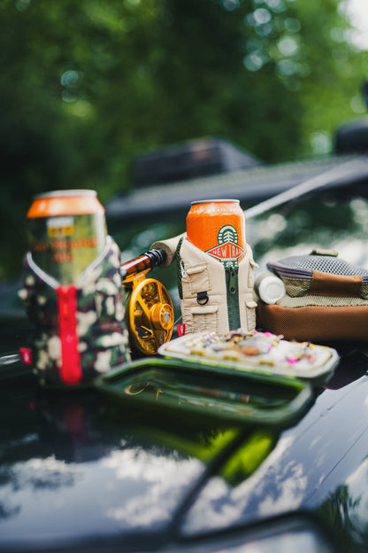 Insulated Can Cooler - The Adventurer - Tan & Olive Green