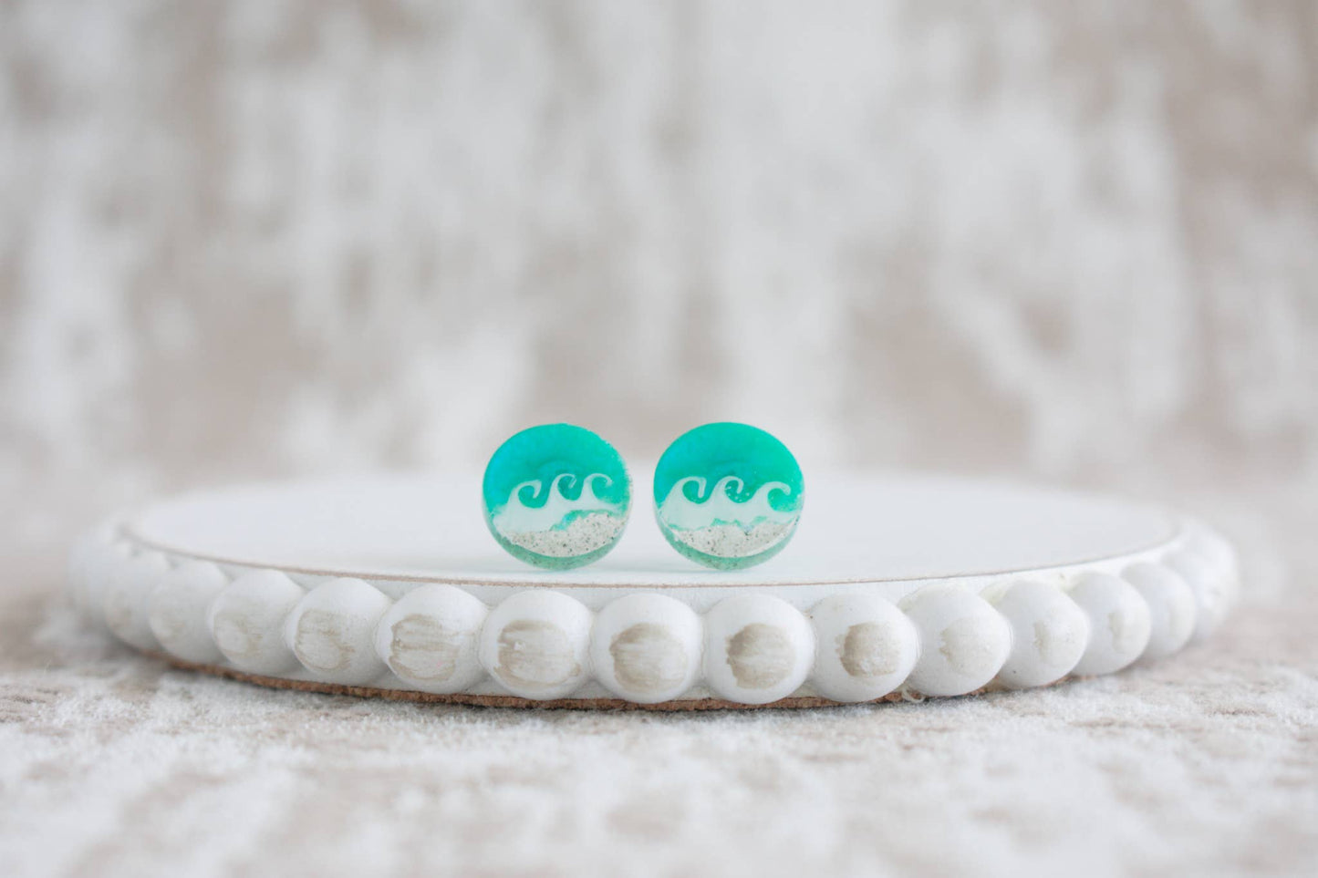 Beach Sand Wave Stud Earrings | Aqua