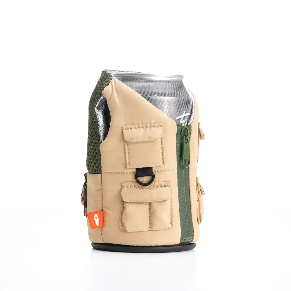 Insulated Can Cooler - The Adventurer - Tan & Olive Green