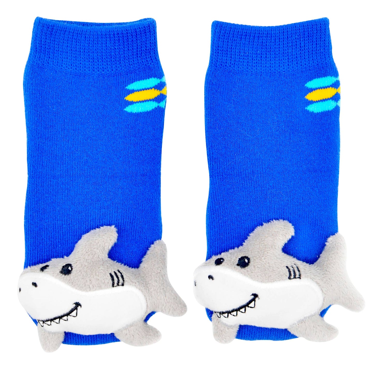 Blue Shark Boogie Toes Baby Rattle Socks: 6-12M
