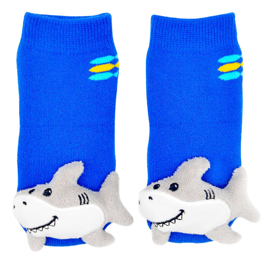 Blue Shark Boogie Toes Baby Rattle Socks: 6-12M