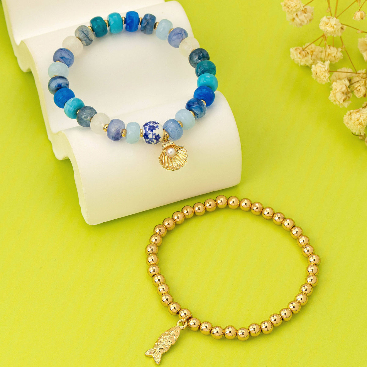 Nautical Beaded Stretch Bracelet Set