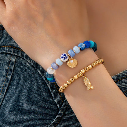 Nautical Beaded Stretch Bracelet Set