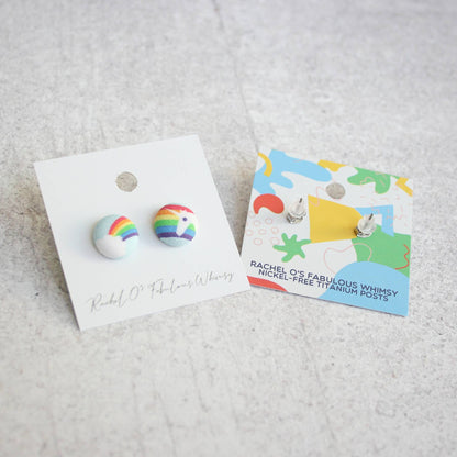 Sailboat Fabric Button Earrings