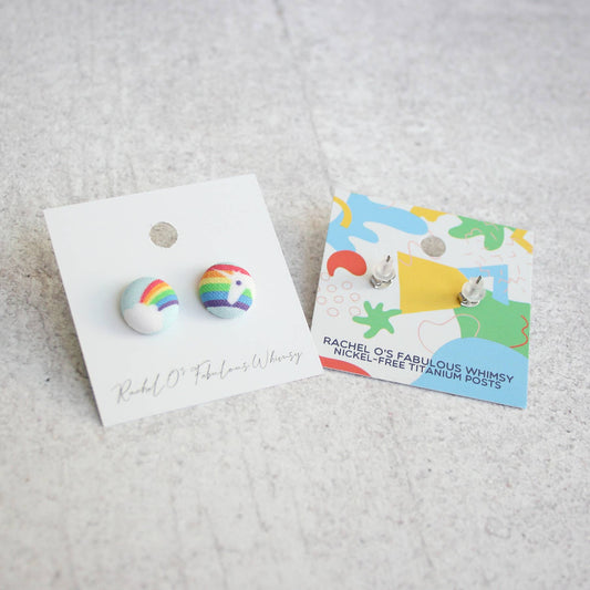 Sailboat Fabric Button Earrings