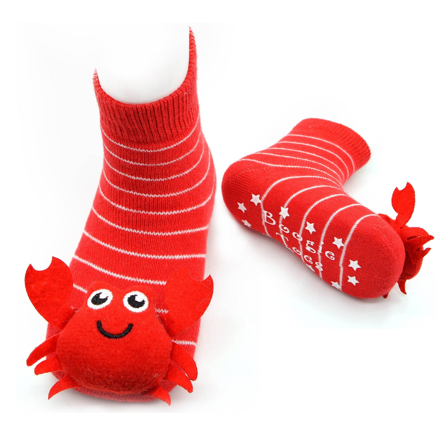 Red Crabby Crab Boogie Toes Rattle Socks: 6-12M