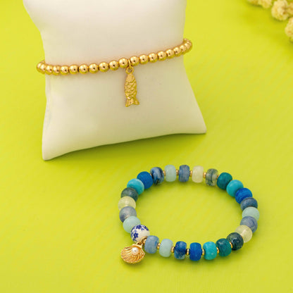 Nautical Beaded Stretch Bracelet Set