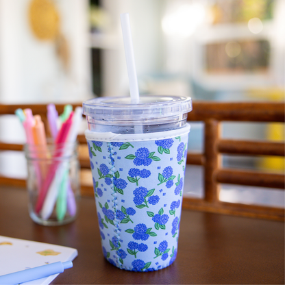 Blue Hydrangeas | Reusable Coffee Sleeve: Small