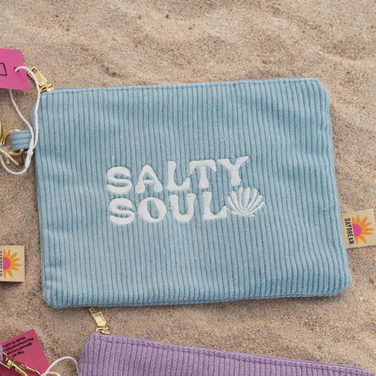 Salty Soul Embroidered Wristlet