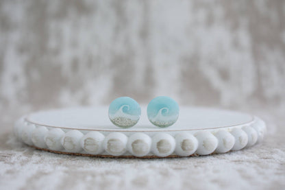 Beach Sand Wave Stud Earrings | Light Blue