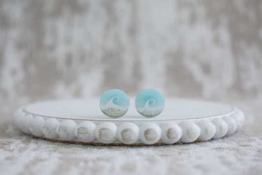 Beach Sand Wave Stud Earrings | Light Blue