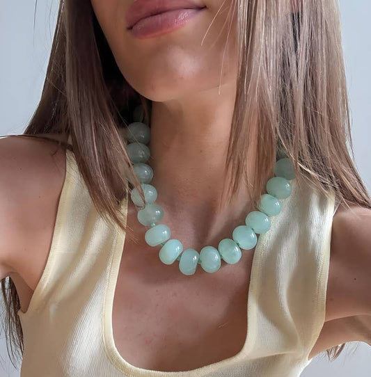Chunky Beaded Statement Necklace | Mint