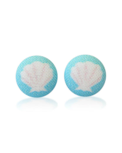 Seashell Fabric Button Earrings
