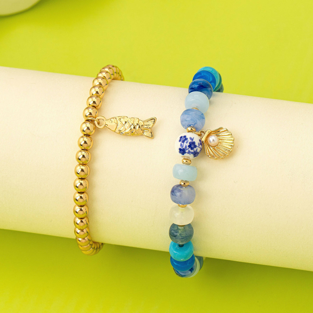 Nautical Beaded Stretch Bracelet Set