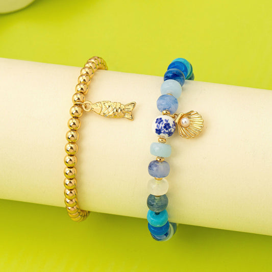 Nautical Beaded Stretch Bracelet Set